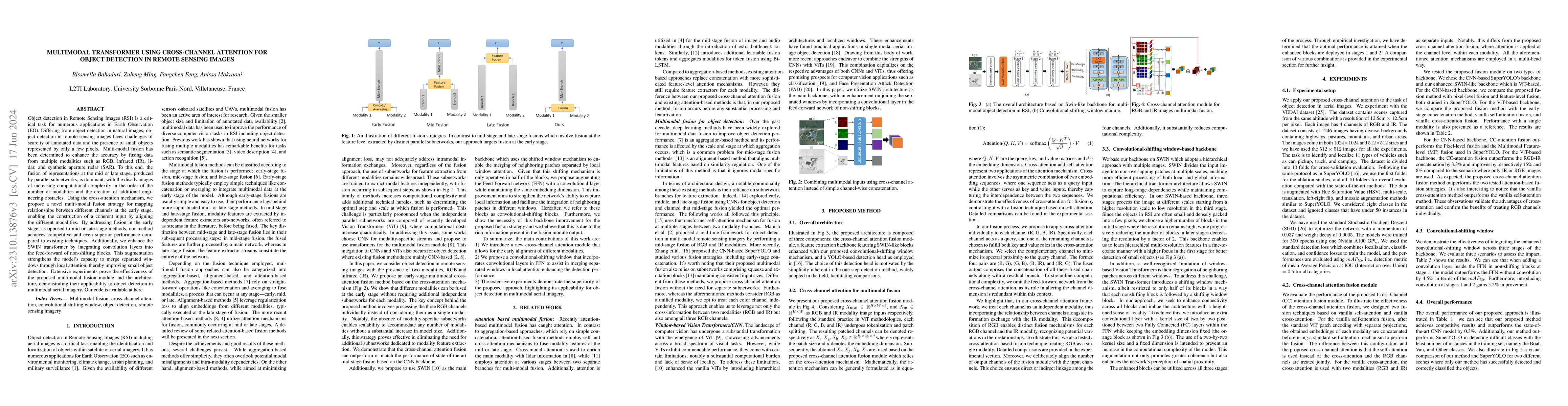 Thumbnail for Multimodal Transformer Using Cross-Channel attention for Object
  Detection in Remote Sensing Images