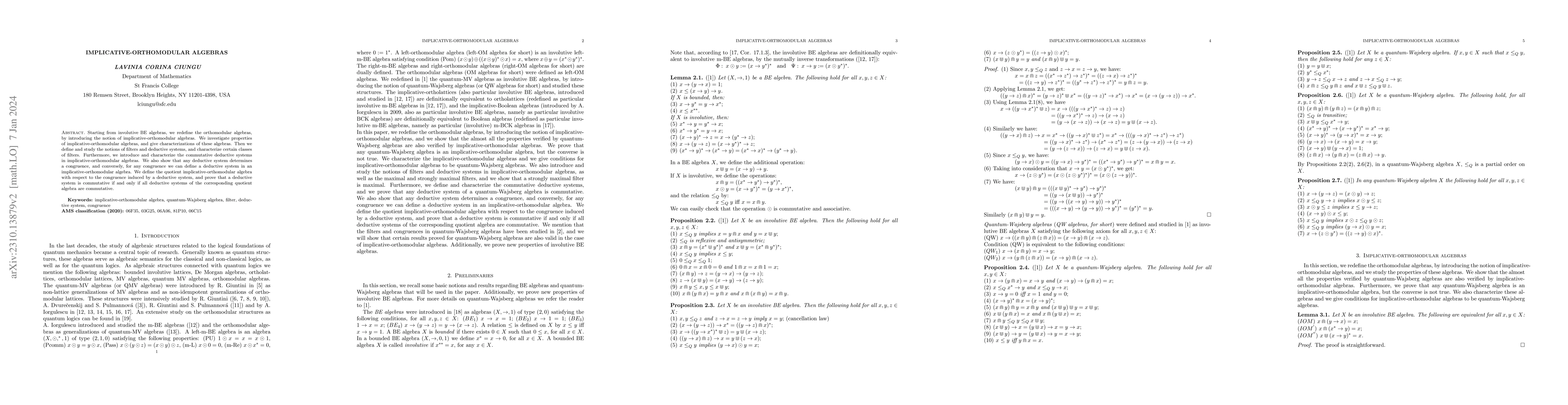 Thumbnail for Implicative-orthomodular algebras