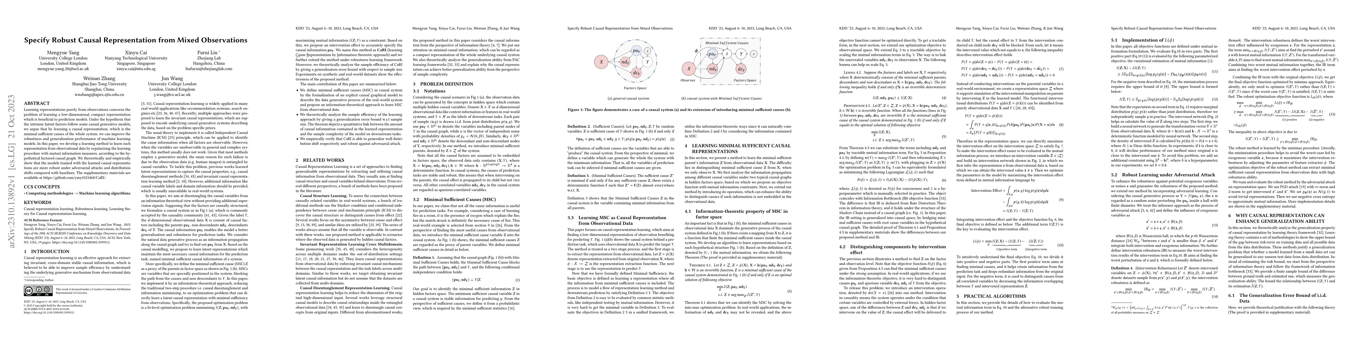 Thumbnail for Specify Robust Causal Representation from Mixed Observations