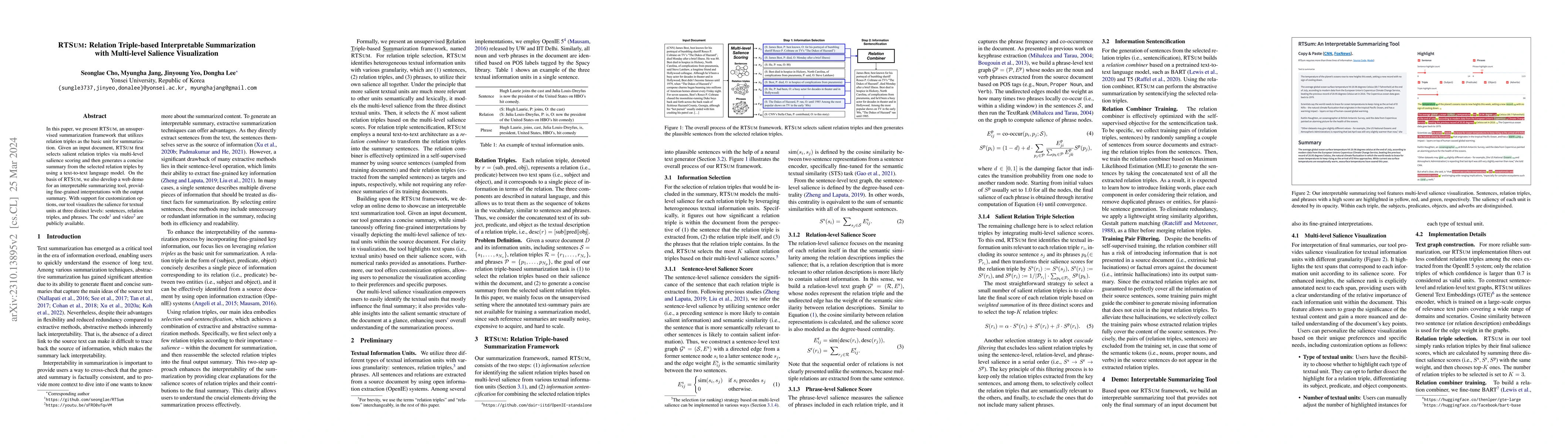 Thumbnail for RTSUM: Relation Triple-based Interpretable Summarization with
  Multi-level Salience Visualization