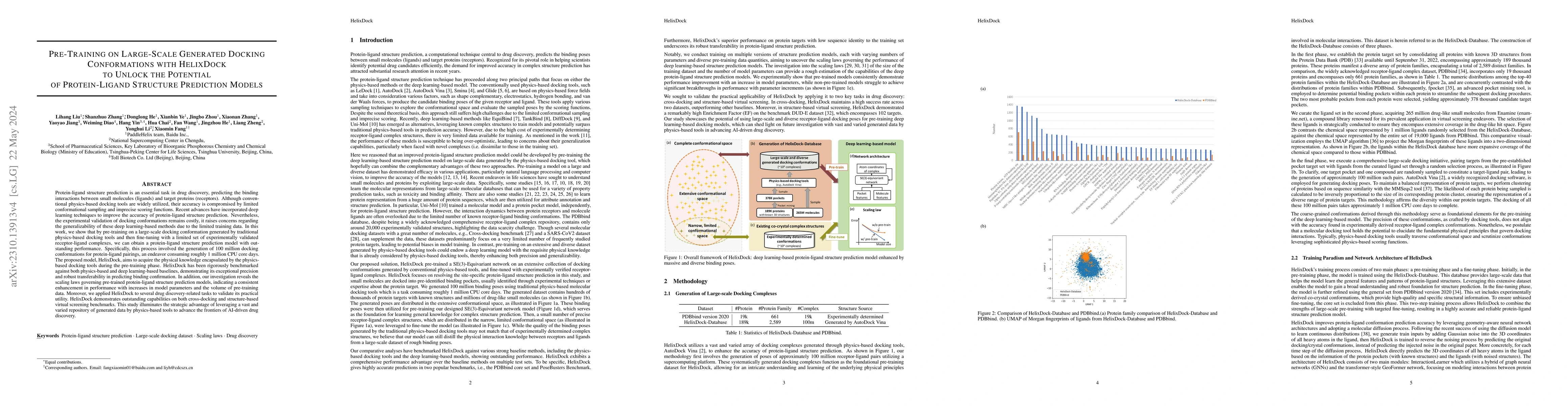 Thumbnail for Pre-Training on Large-Scale Generated Docking Conformations with
  HelixDock to Unlock the Potential of Protein-ligand Structure Prediction
  Models