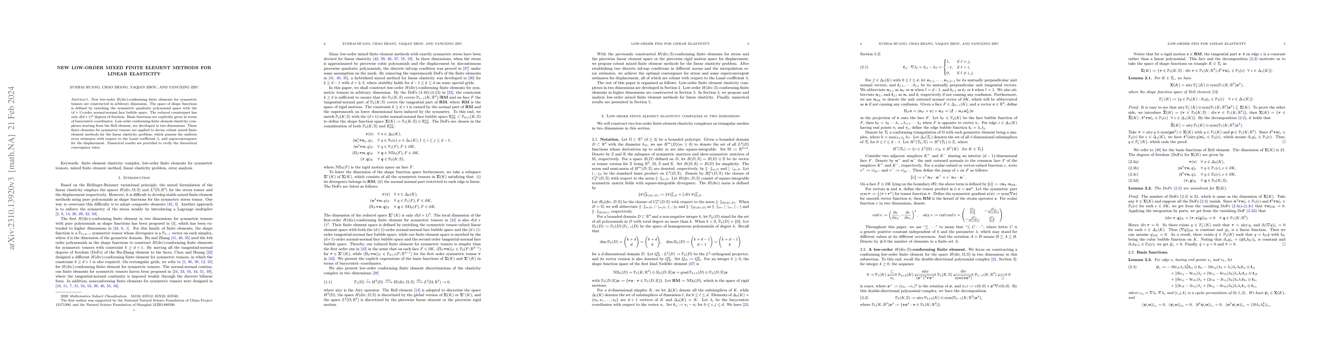 Thumbnail for New low-order mixed finite element methods for linear elasticity
