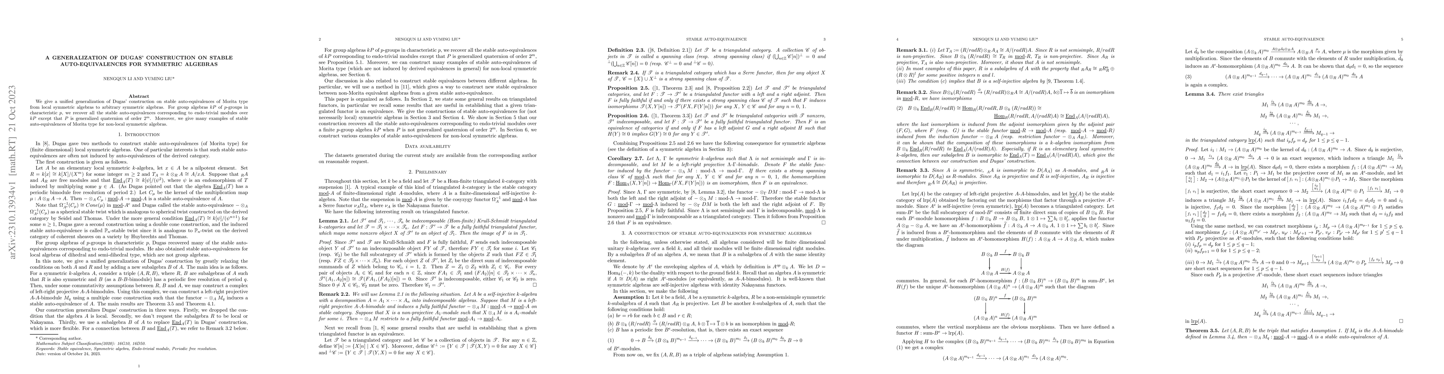 Thumbnail for A generalization of Dugas' construction on stable auto-equivalences for
  symmetric algebras