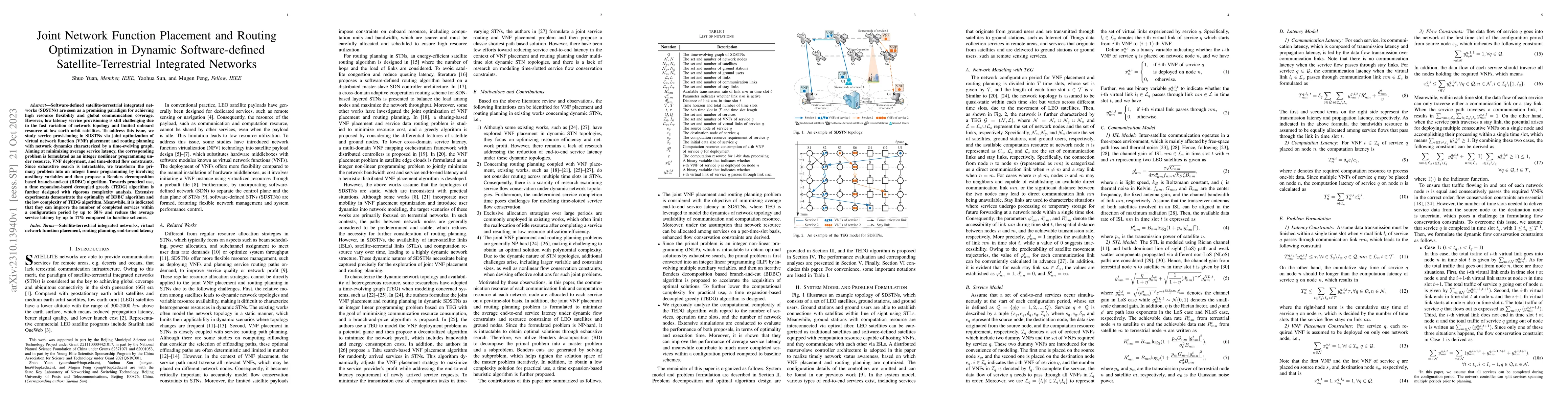 Thumbnail for Joint Network Function Placement and Routing Optimization in Dynamic
  Software-defined Satellite-Terrestrial Integrated Networks