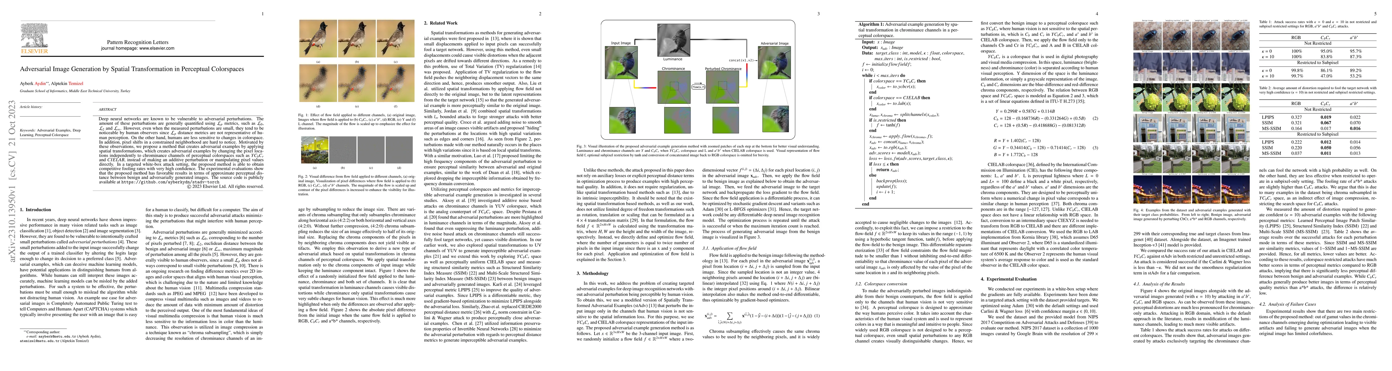 Thumbnail for Adversarial Image Generation by Spatial Transformation in Perceptual
  Colorspaces