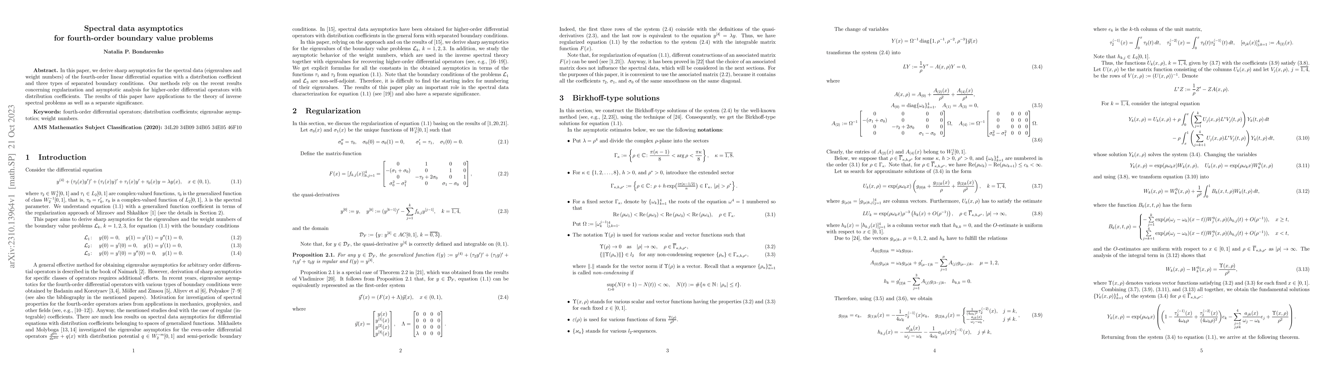 Thumbnail for Spectral data asymptotics for fourth-order boundary value problems