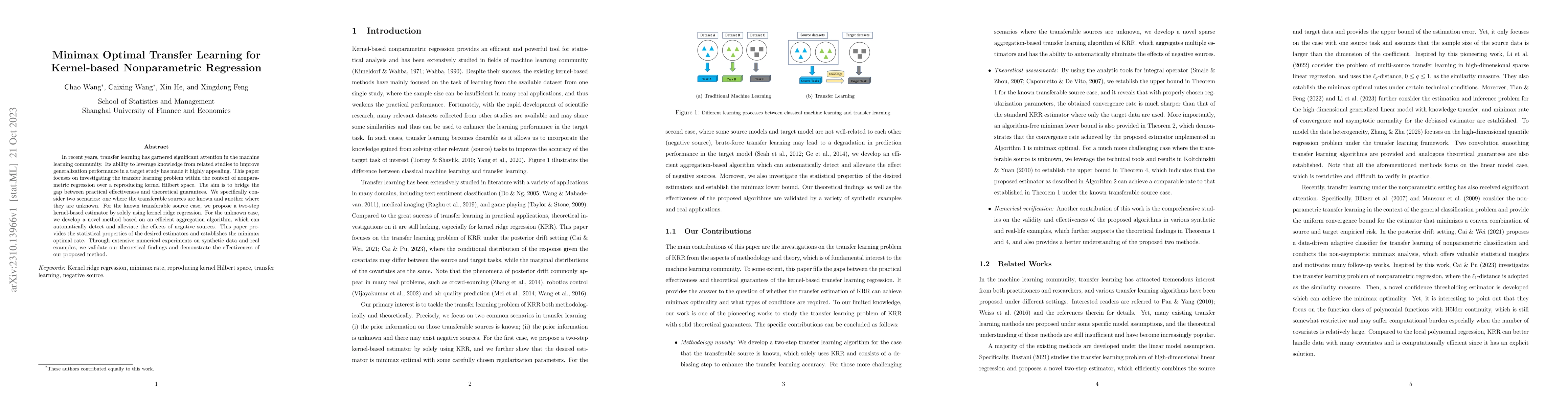 Thumbnail for Minimax Optimal Transfer Learning for Kernel-based Nonparametric
  Regression