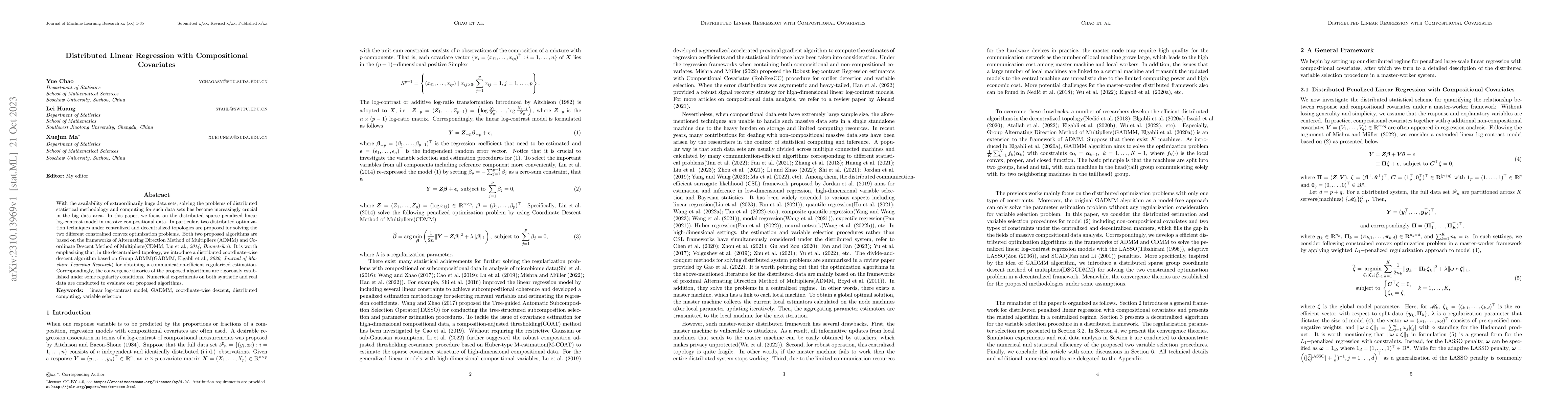 Thumbnail for Distributed Linear Regression with Compositional Covariates