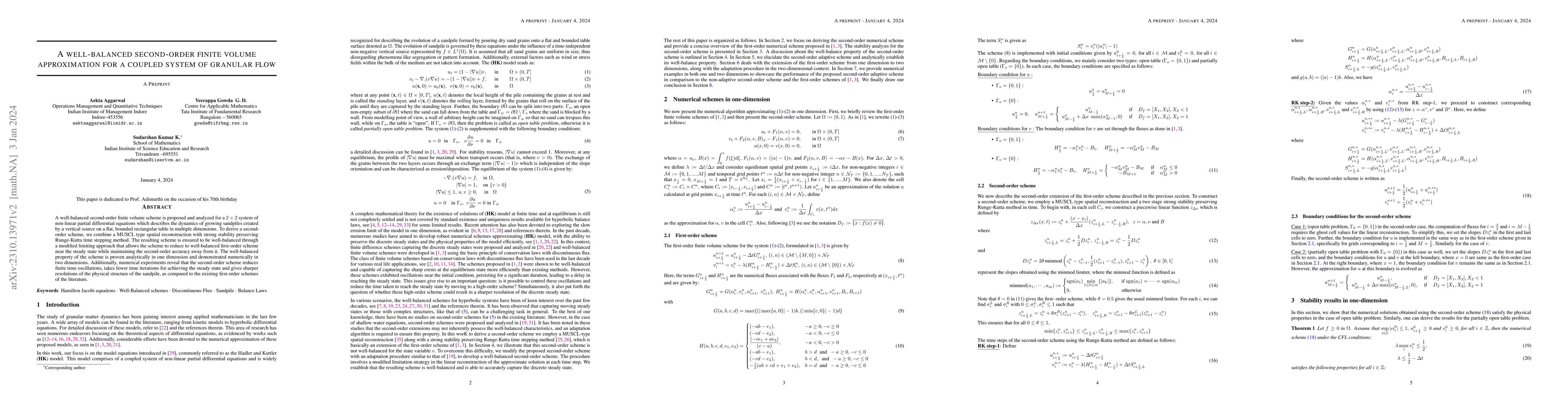 Thumbnail for A well-balanced second-order finite volume approximation for a coupled
  system of granular flow