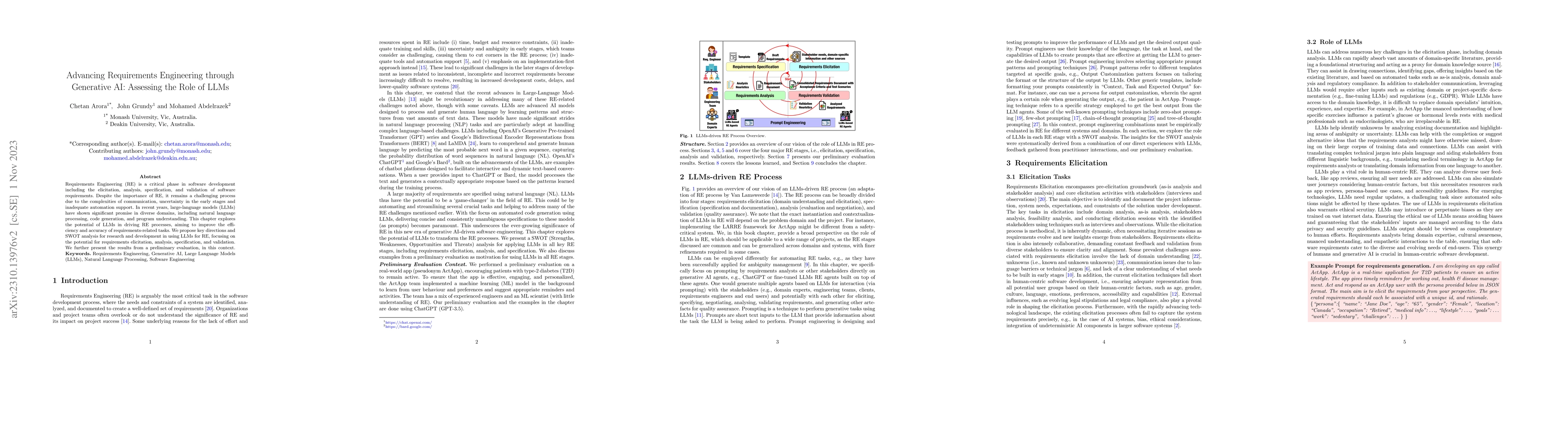 Thumbnail for Advancing Requirements Engineering through Generative AI: Assessing the
  Role of LLMs