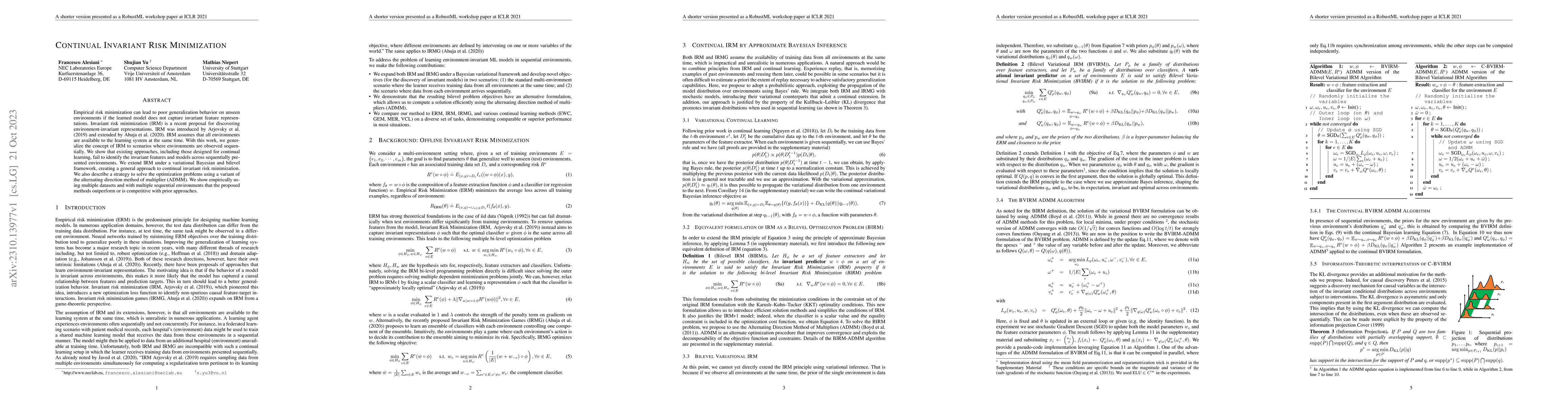 Thumbnail for Continual Invariant Risk Minimization