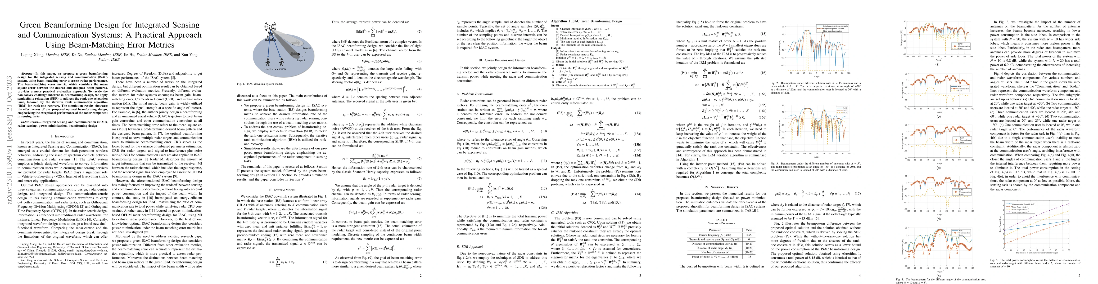 Thumbnail for Green Beamforming Design for Integrated Sensing and Communication
  Systems: A Practical Approach Using Beam-Matching Error Metrics