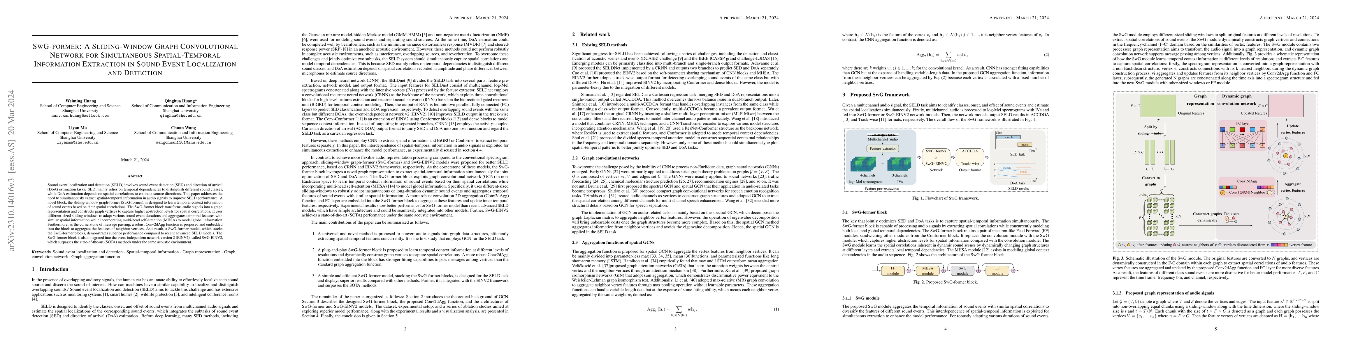 Thumbnail for SwG-former: A Sliding-Window Graph Convolutional Network for
  Simultaneous Spatial-Temporal Information Extraction in Sound Event
  Localization and Detection