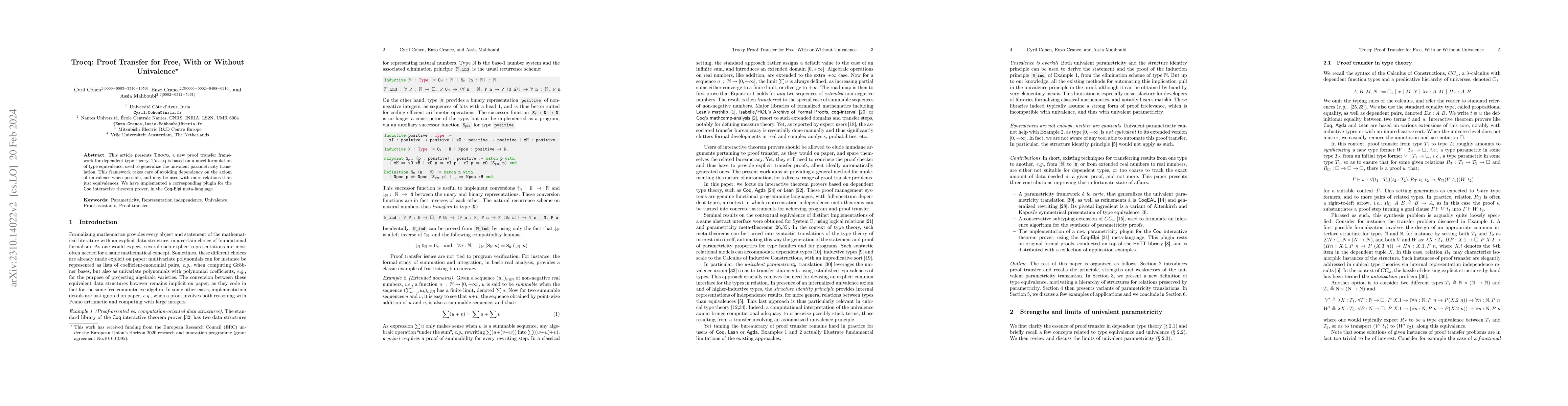 Thumbnail for Trocq: Proof Transfer for Free, With or Without Univalence