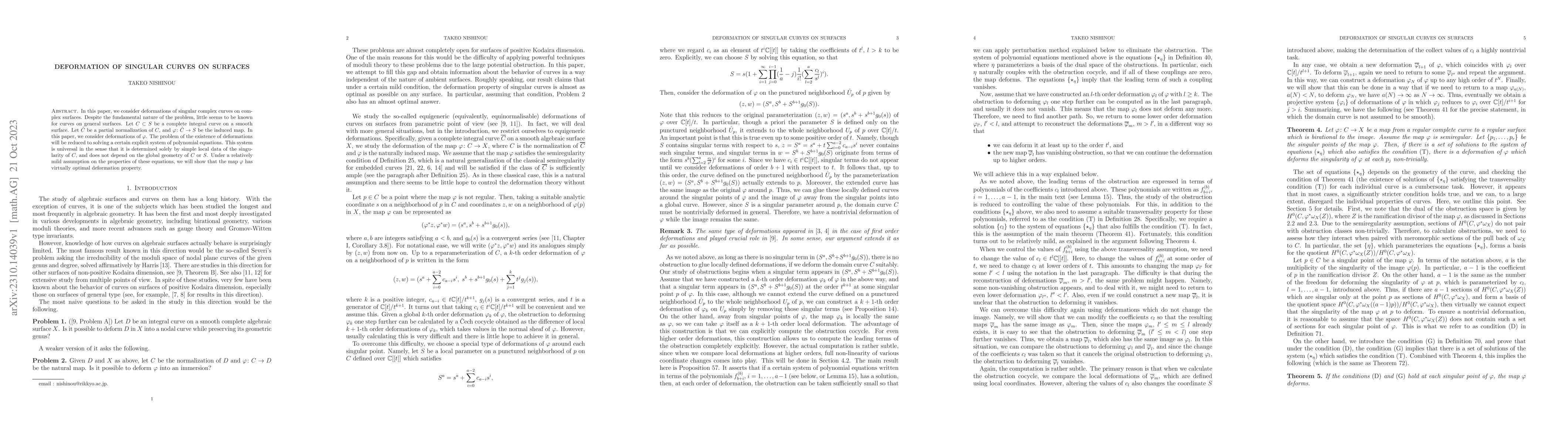 Thumbnail for Deformation of singular curves on surfaces