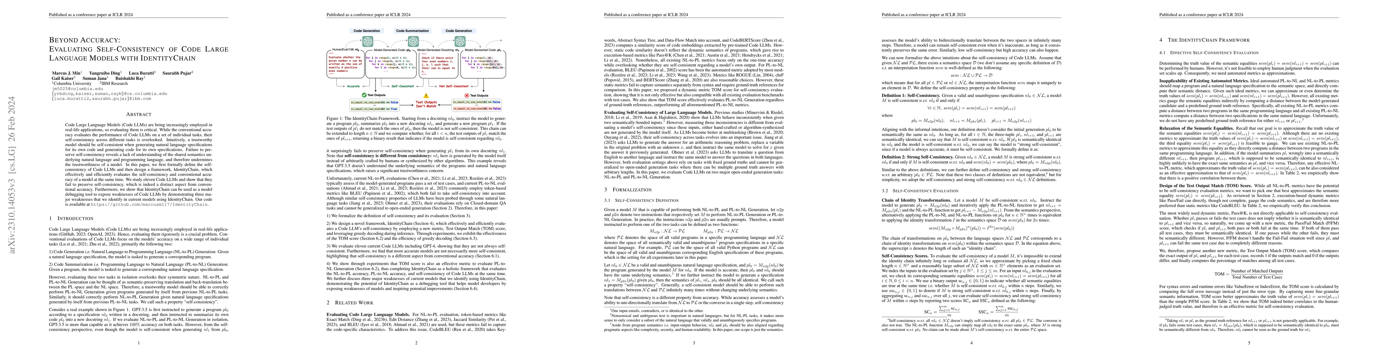 Thumbnail for Beyond Accuracy: Evaluating Self-Consistency of Code Large Language
  Models with IdentityChain