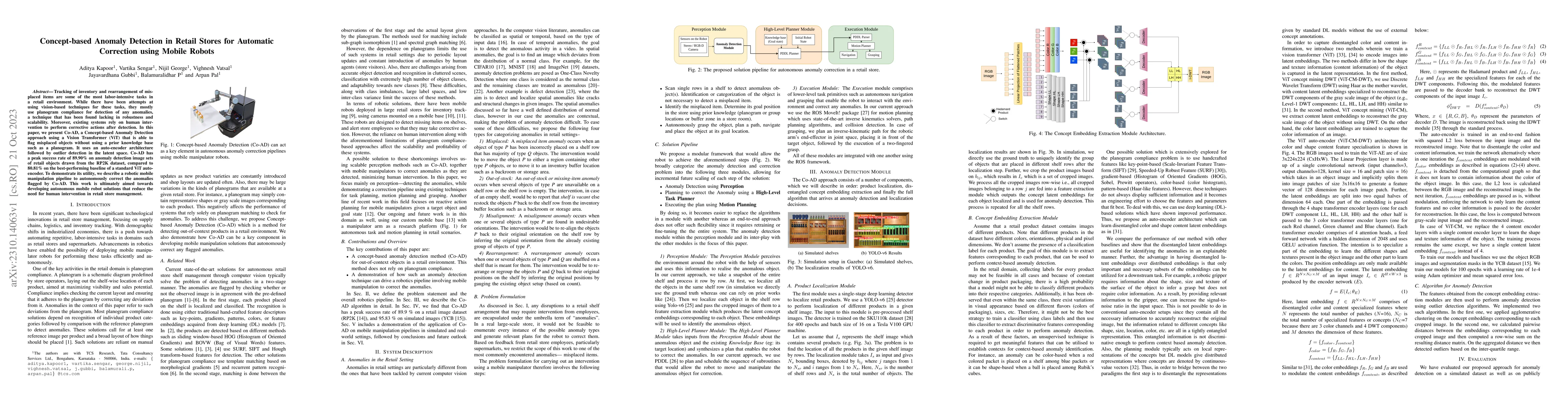Thumbnail for Concept-based Anomaly Detection in Retail Stores for Automatic
  Correction using Mobile Robots
