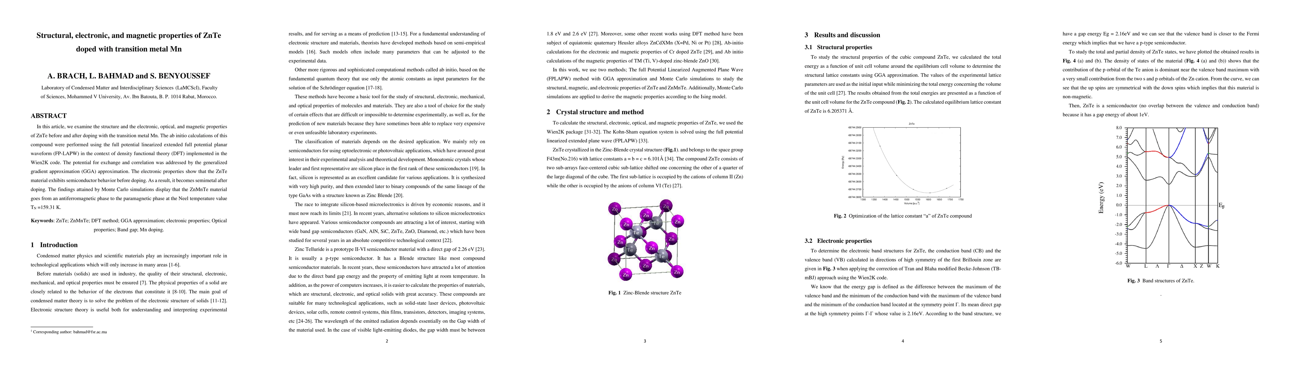 Thumbnail for Structural, electronic, and magnetic properties of ZnTe doped with
  transition metal Mn