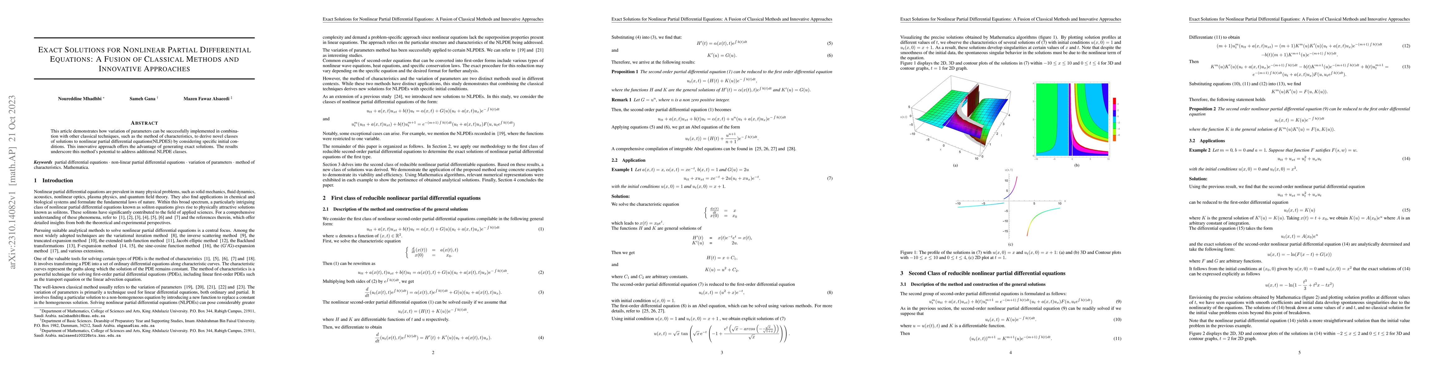 Thumbnail for Exact Solutions for Nonlinear Partial Differential Equations: A Fusion
  of Classical Methods and Innovative Approaches