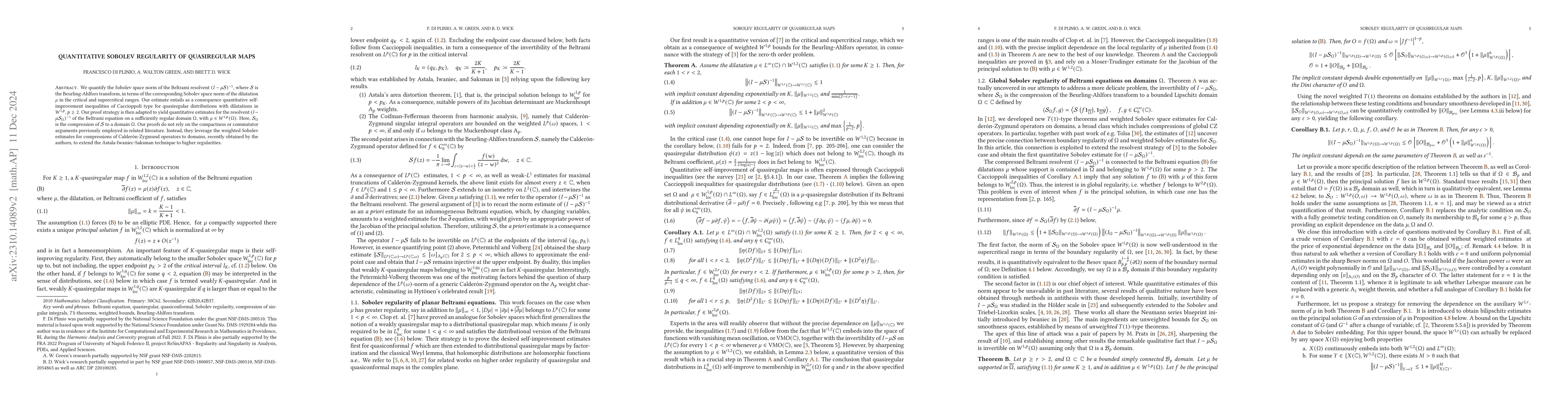 Thumbnail for Quantitative Sobolev regularity of quasiregular maps