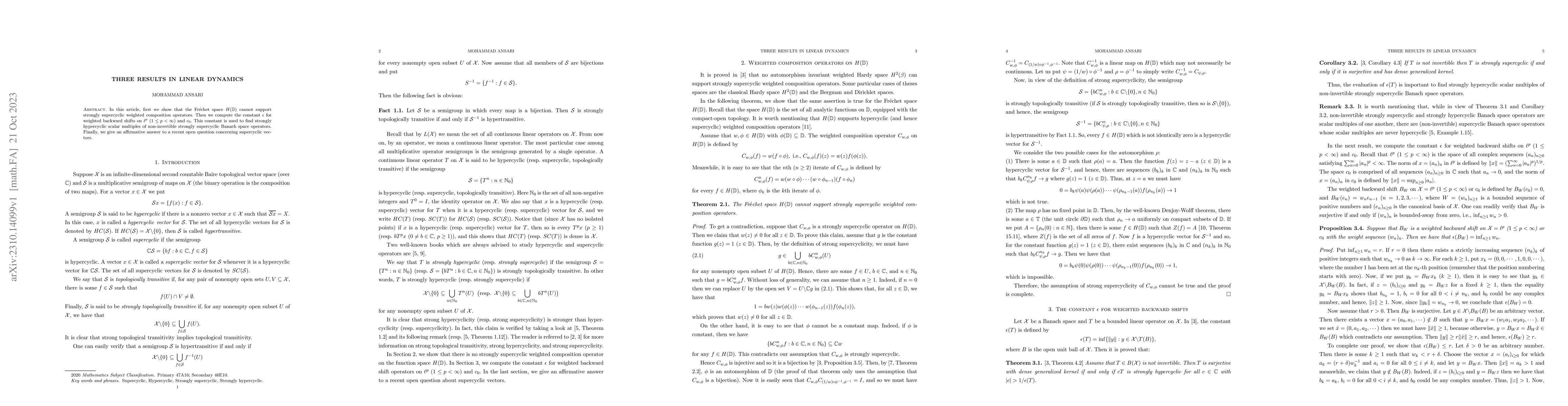 Thumbnail for Three results in linear dynamics