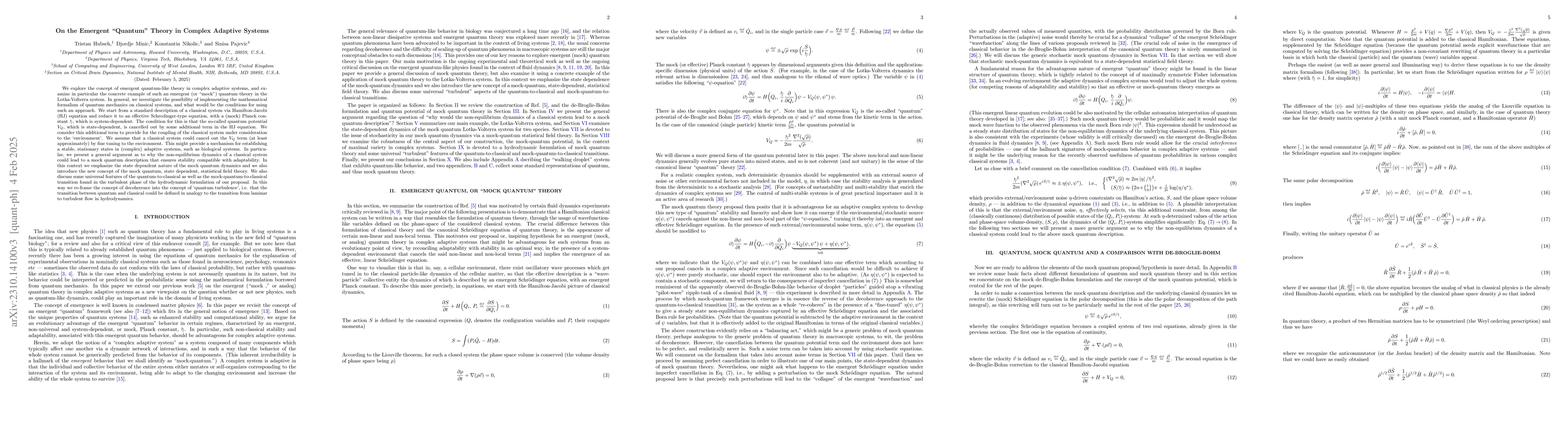 Thumbnail for On the Emergent "Quantum" Theory in Complex Adaptive Systems