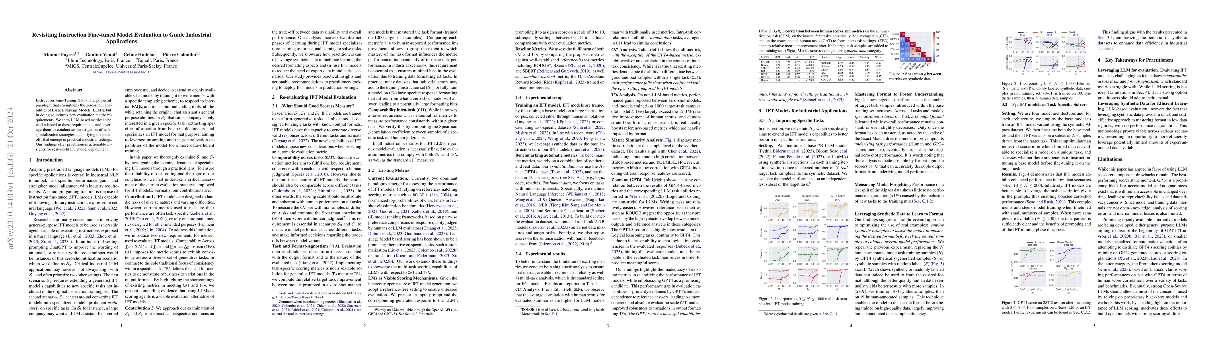 Thumbnail for Revisiting Instruction Fine-tuned Model Evaluation to Guide Industrial
  Applications