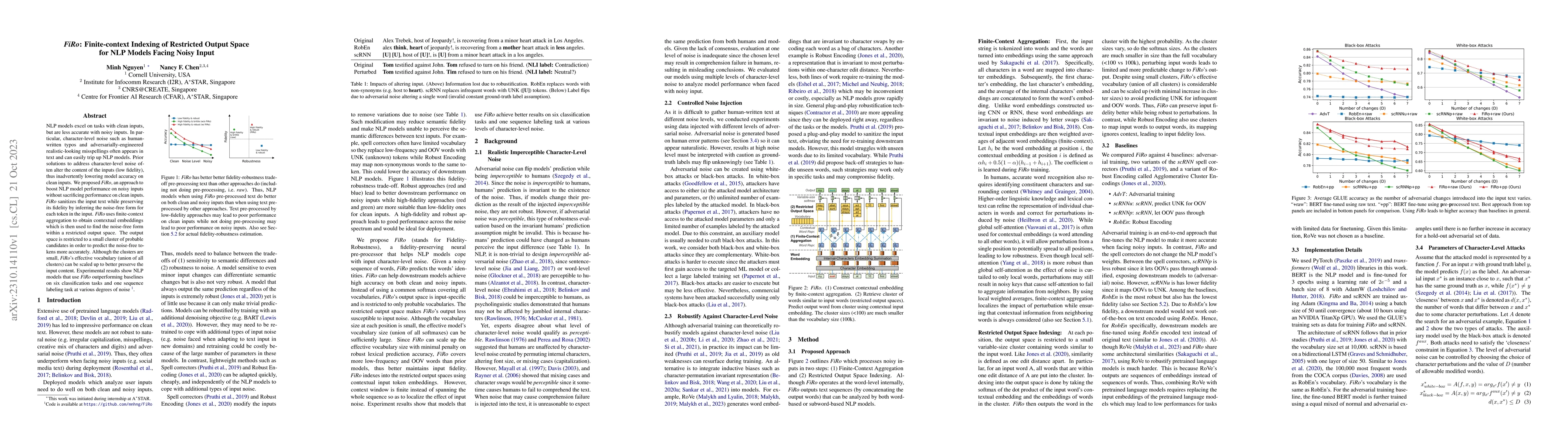 Thumbnail for Finite-context Indexing of Restricted Output Space for NLP Models Facing
  Noisy Input