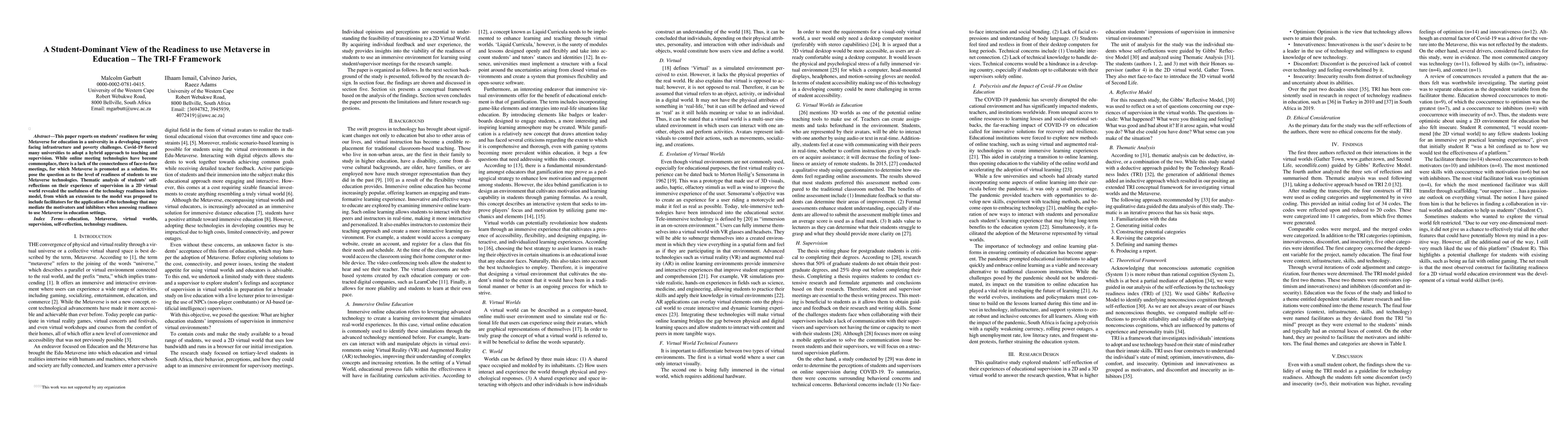 Thumbnail for A Student-Dominant View of the Readiness to use Metaverse in Education:
  The TRI-F Framework