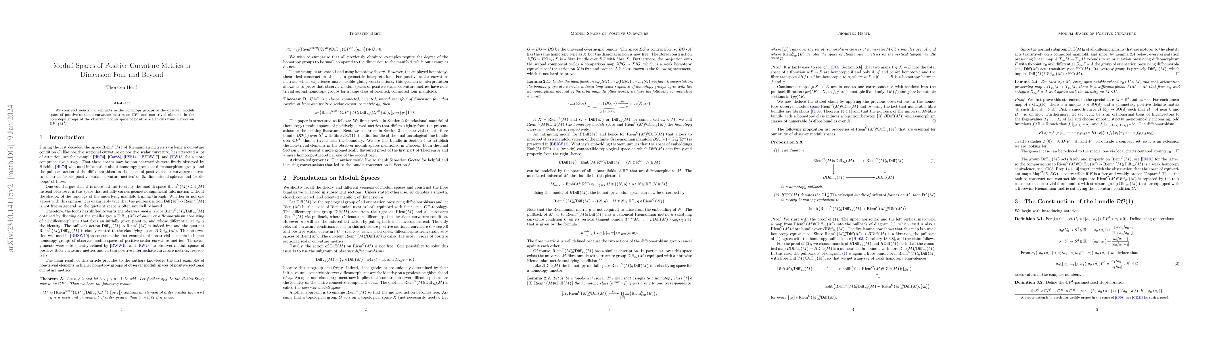 Thumbnail for Moduli Spaces of Positive Curvature Metrics in Dimension Four and Beyond