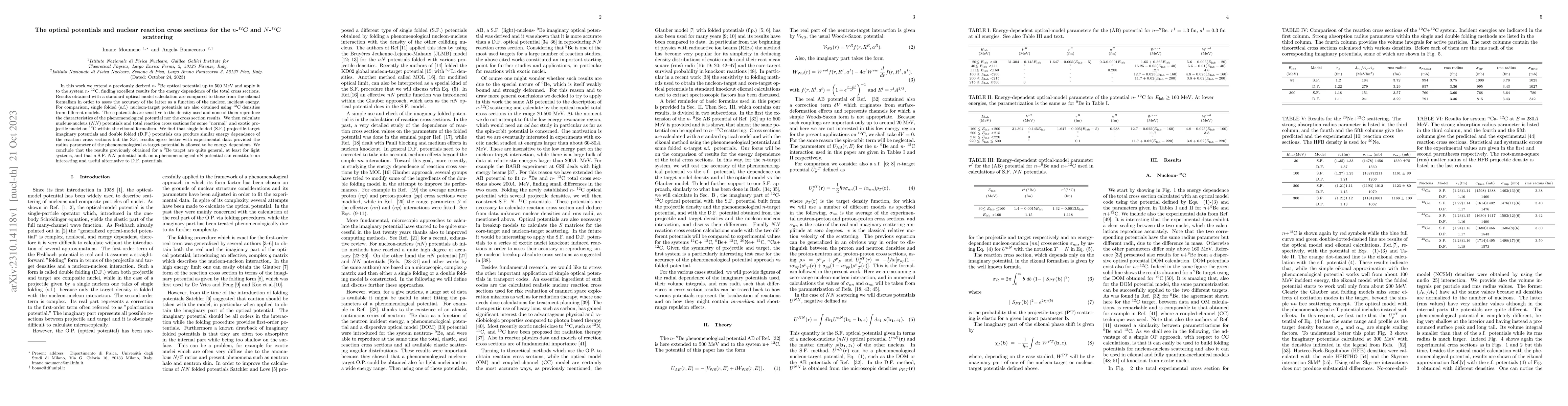 Thumbnail for The optical potentials and nuclear reaction cross sections for the $n$-$
  ^{12}$C and $N$-$ ^{12}$C scattering