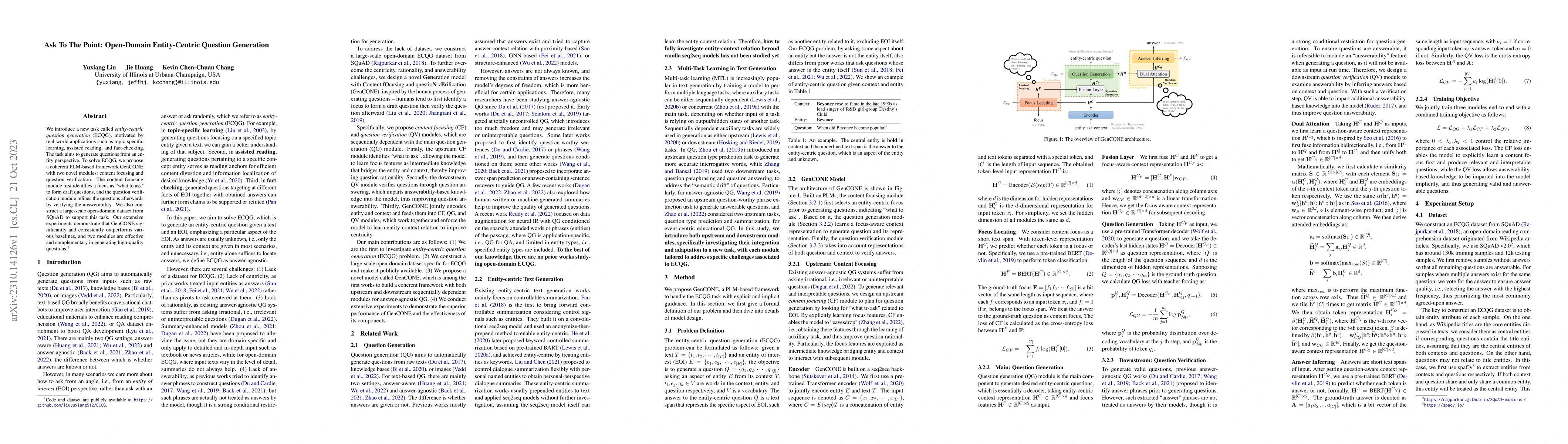 Thumbnail for Ask To The Point: Open-Domain Entity-Centric Question Generation
