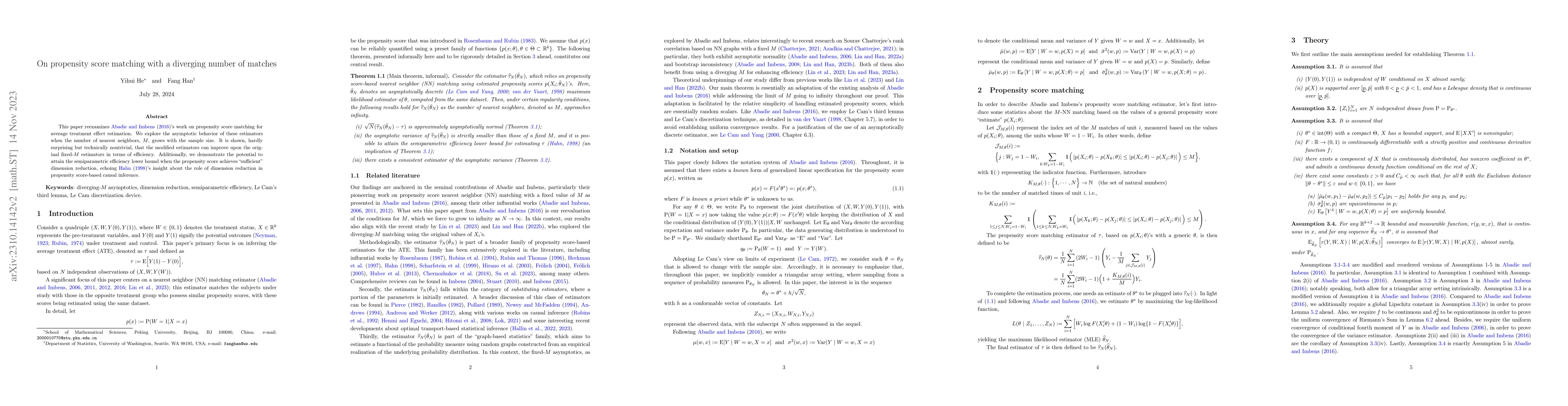 Thumbnail for On propensity score matching with a diverging number of matches