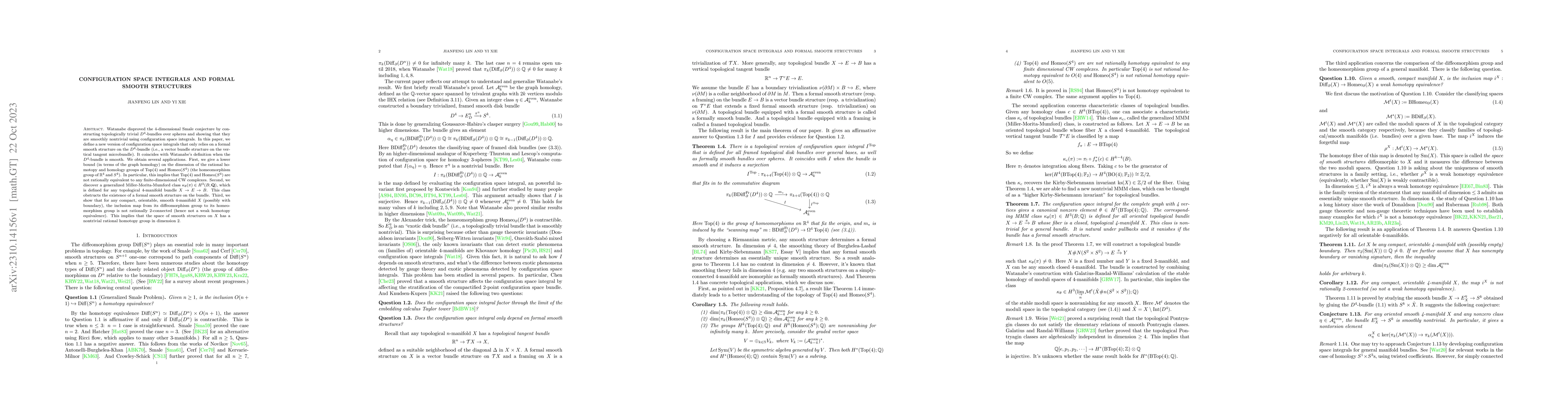 Thumbnail for Configuration space integrals and formal smooth structures