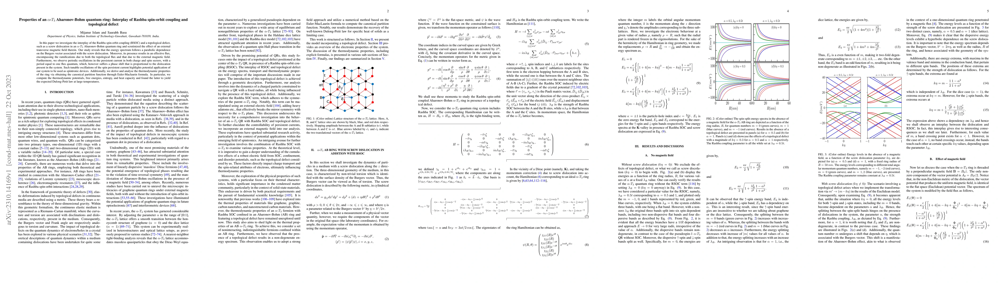 Thumbnail for Properties of an {\alpha}-T3 Aharonov-Bohm quantum ring: Interplay of
  Rashba spin-orbit coupling and topological defect