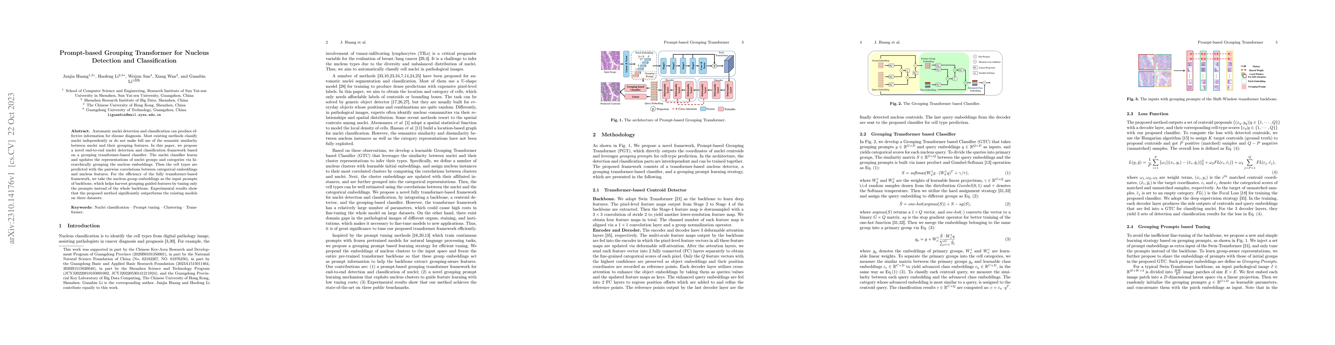 Thumbnail for Prompt-based Grouping Transformer for Nucleus Detection and
  Classification