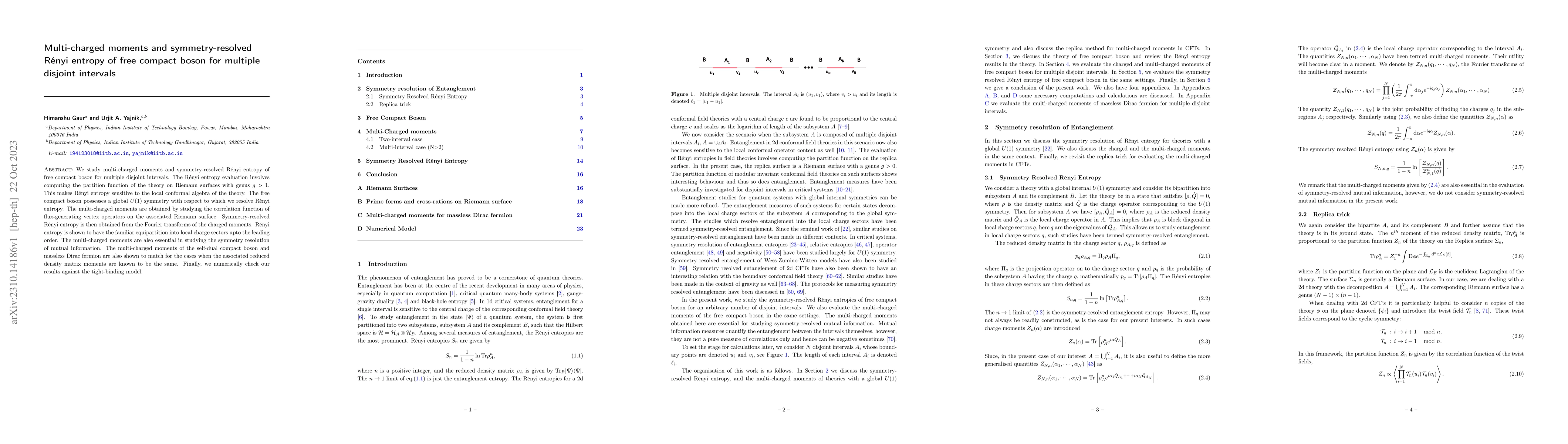 Thumbnail for Multi-charged moments and symmetry-resolved R\'enyi entropy of free
  compact boson for multiple disjoint intervals