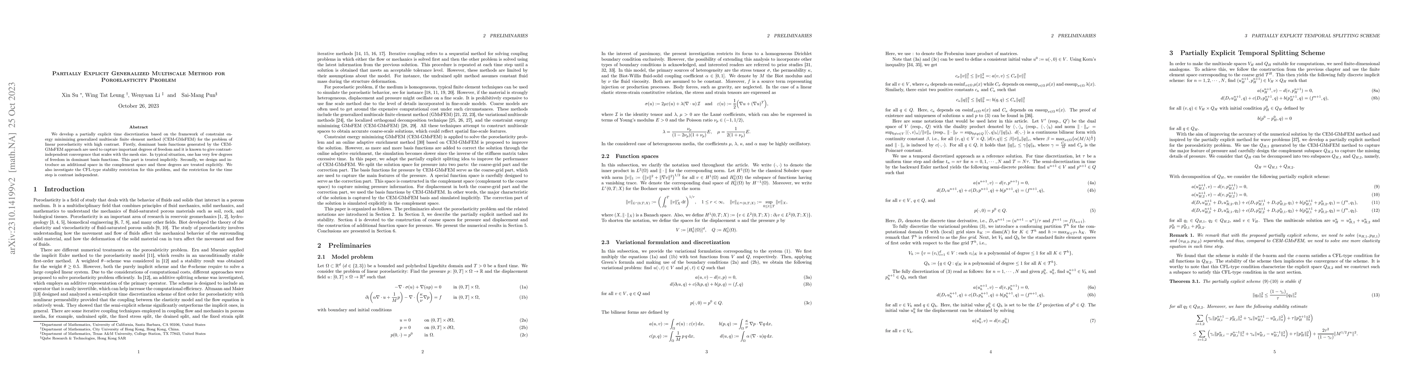 Thumbnail for Partially Explicit Generalized Multiscale Method for Poroelasticity
  Problem