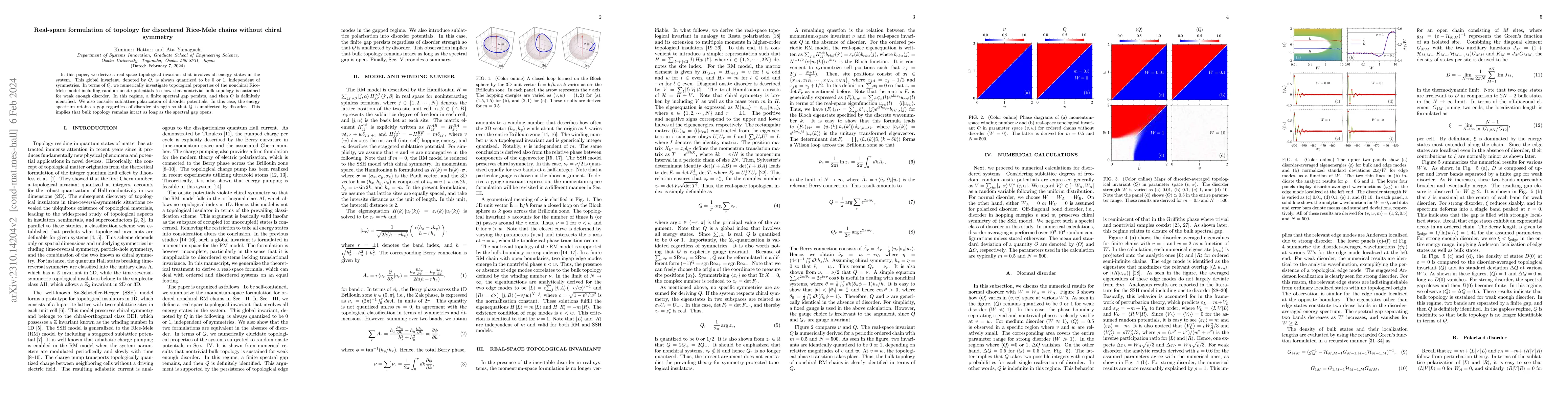 Thumbnail for Real-space formulation of topology for disordered Rice-Mele chains
  without chiral symmetry