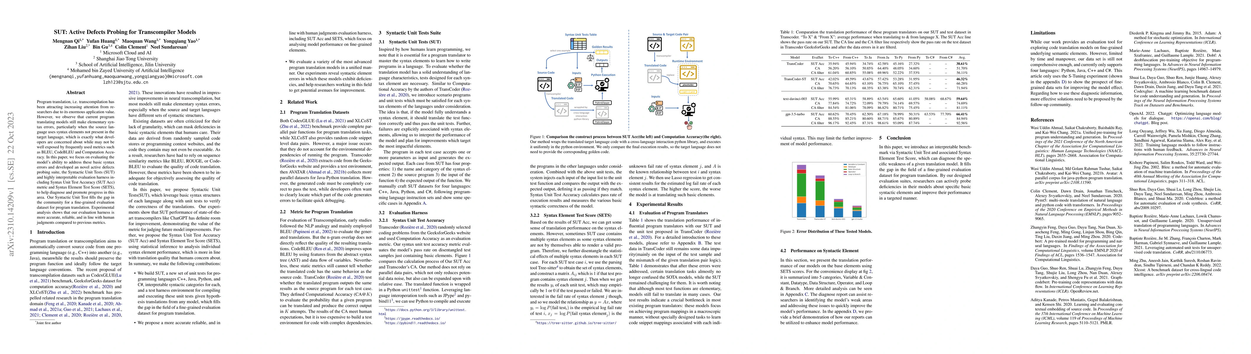 Thumbnail for SUT: Active Defects Probing for Transcompiler Models