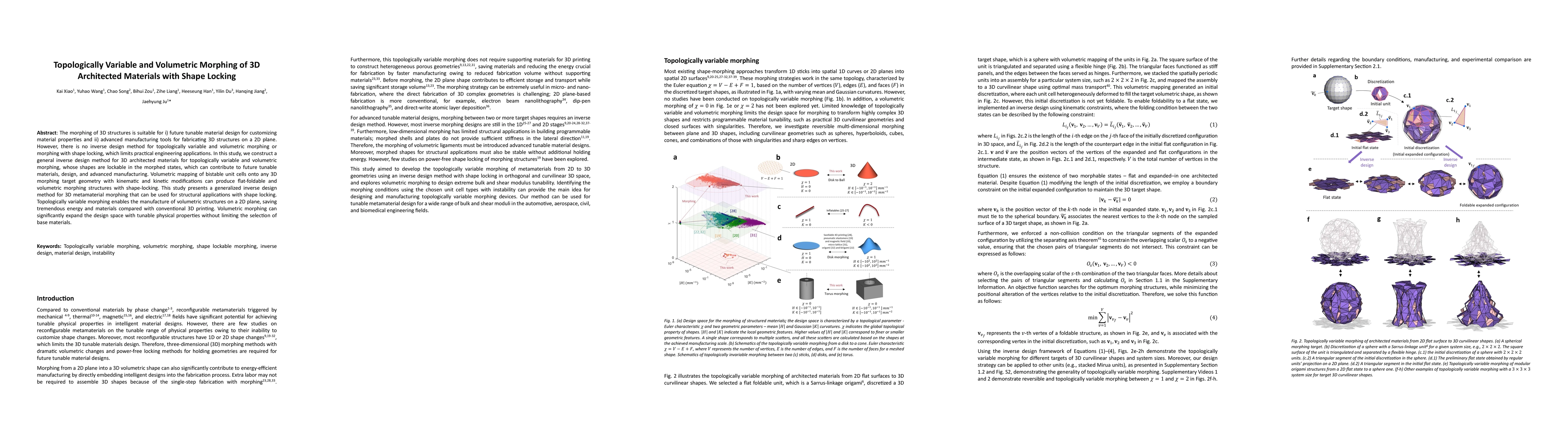 Thumbnail for Topologically Variable and Volumetric Morphing of 3D Architected
  Materials with Shape Locking