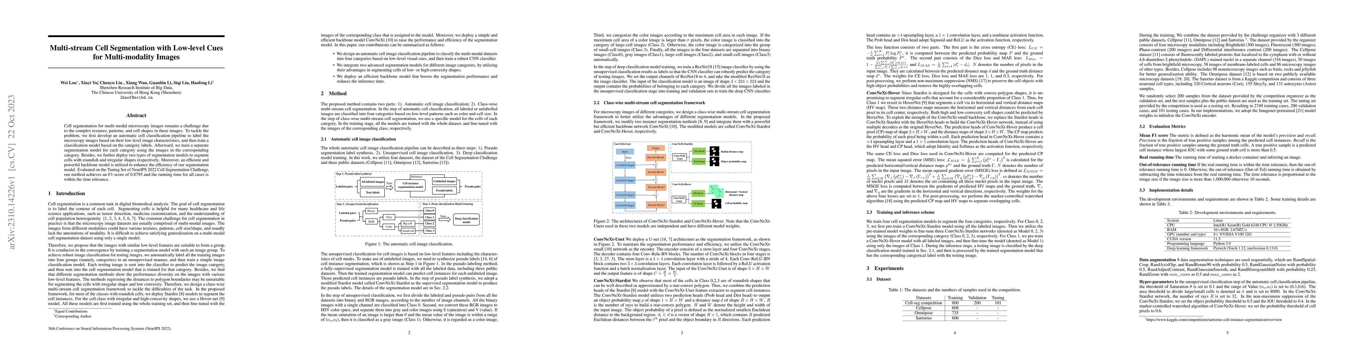 Thumbnail for Multi-stream Cell Segmentation with Low-level Cues for Multi-modality
  Images