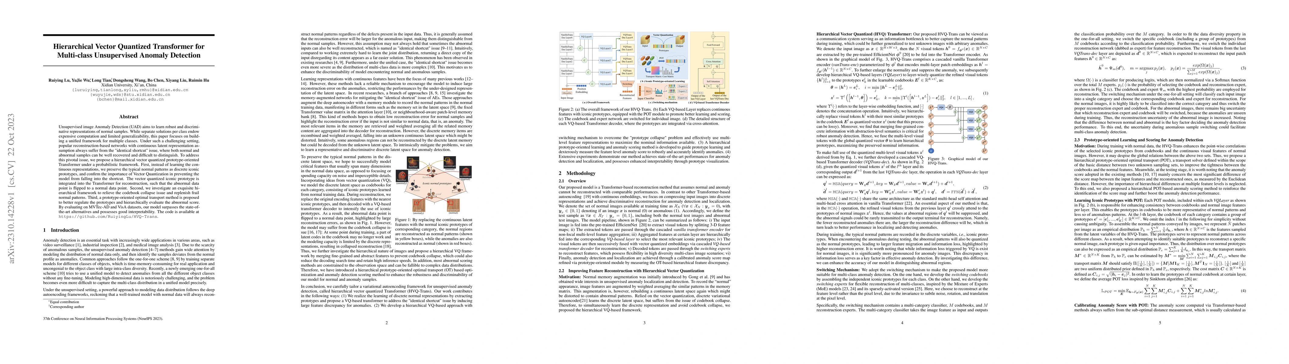 Thumbnail for Hierarchical Vector Quantized Transformer for Multi-class Unsupervised
  Anomaly Detection