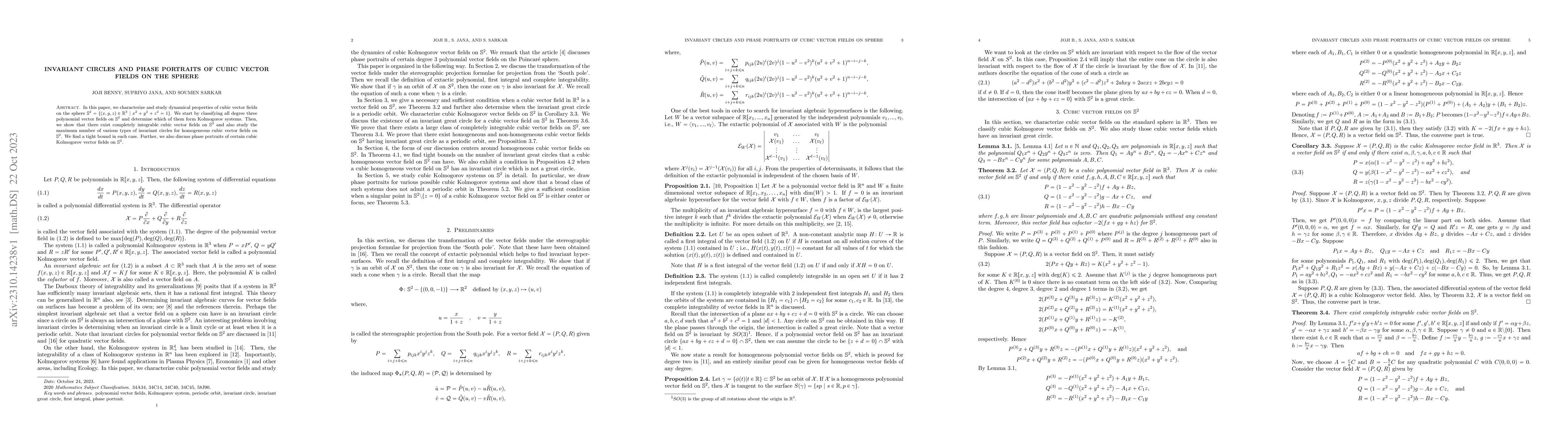Thumbnail for Invariant circles and phase portraits of cubic vector fields on the
  sphere