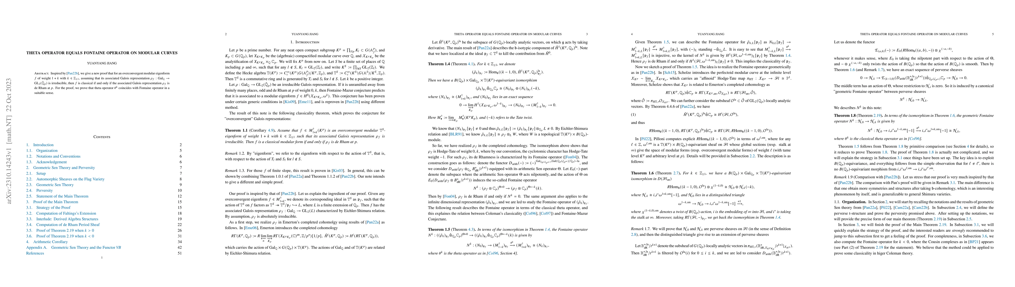 Thumbnail for Theta Operator Equals Fontaine Operator on Modular Curves