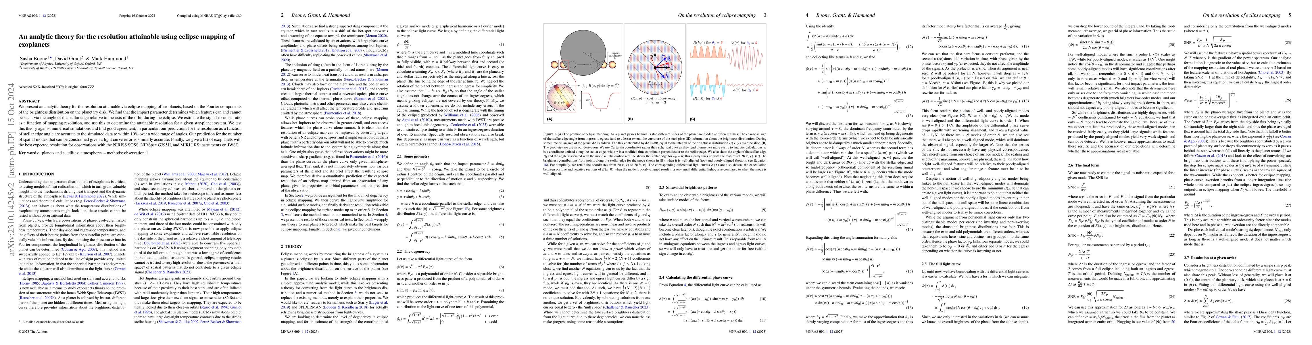 Thumbnail for An analytic theory for the resolution attainable using eclipse mapping
  of exoplanets