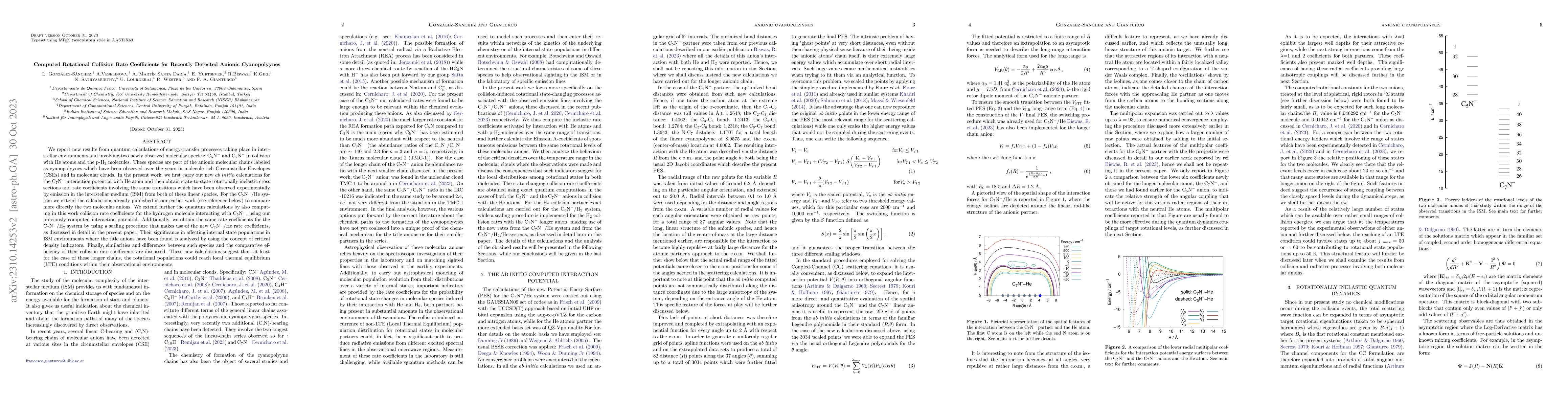 Thumbnail for Computed Rotational Collision Rate Coefficients for Recently Detected
  Anionic Cyanopolyynes