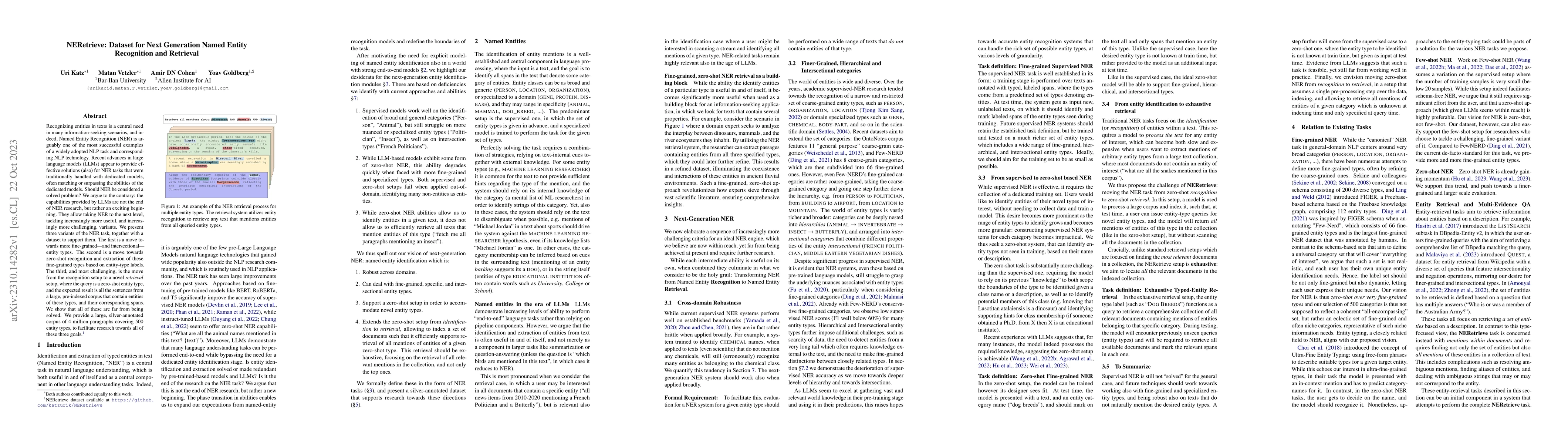 Thumbnail for NERetrieve: Dataset for Next Generation Named Entity Recognition and
  Retrieval