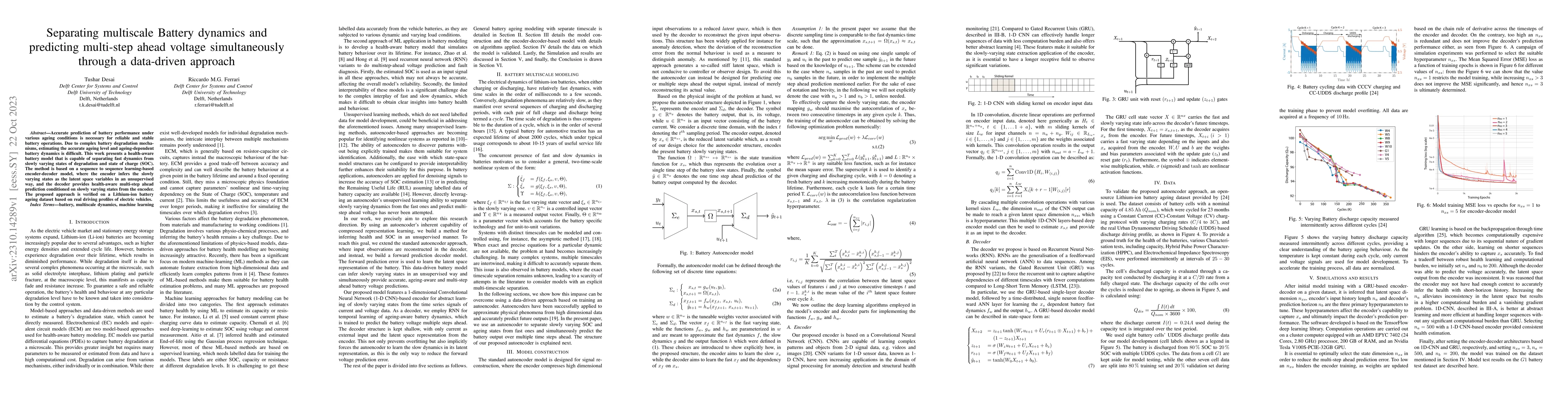 Thumbnail for Separating multiscale Battery dynamics and predicting multi-step ahead
  voltage simultaneously through a data-driven approach