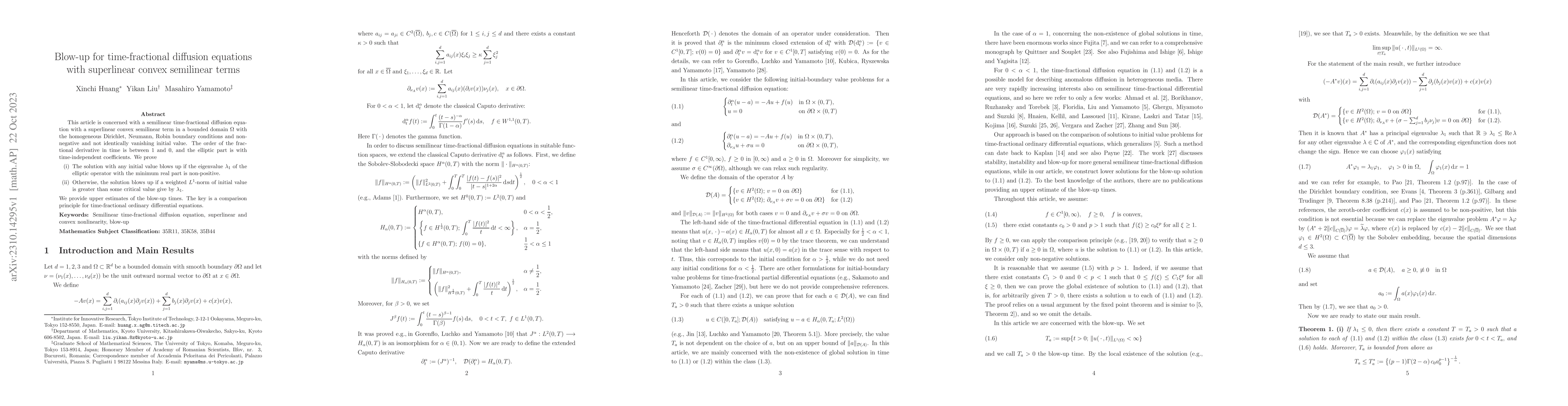 Thumbnail for Blow-up for time-fractional diffusion equations with superlinear convex
  semilinear terms